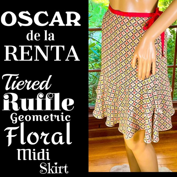 ▪️OSCAR de la RENTA▪️Tiered Ruffle Floral Skirt - Picture 1 of 7